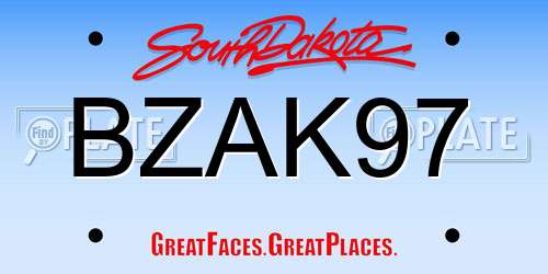 BZAK97 South Dakota License Plate
