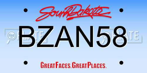 BZAN58 South Dakota License Plate