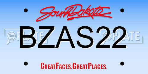 BZAS22 South Dakota License Plate