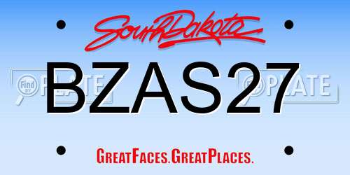 BZAS27 South Dakota License Plate
