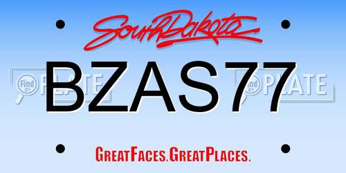 BZAS77 South Dakota License Plate