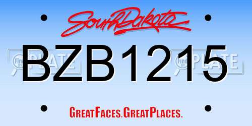BZB1215 South Dakota License Plate