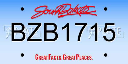 BZB1715 South Dakota License Plate