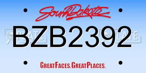 BZB2392 South Dakota License Plate