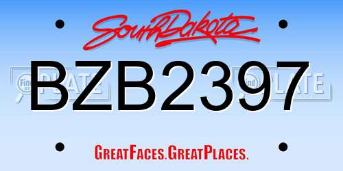 BZB2397 South Dakota License Plate