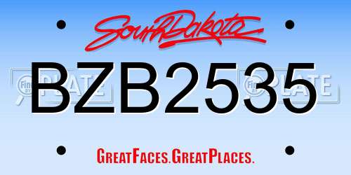 BZB2535 South Dakota License Plate