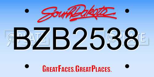 BZB2538 South Dakota License Plate