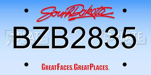 BZB2835 South Dakota License Plate