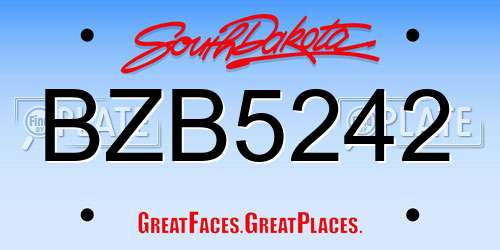 BZB5242 South Dakota License Plate