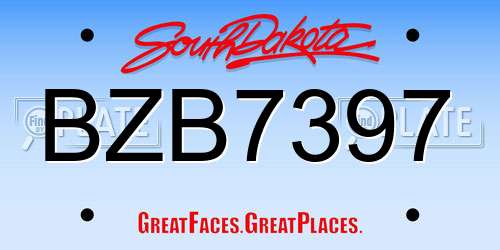 BZB7397 South Dakota License Plate