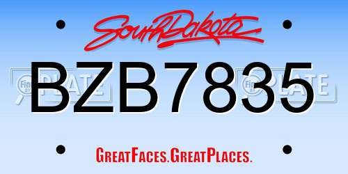 BZB7835 South Dakota License Plate