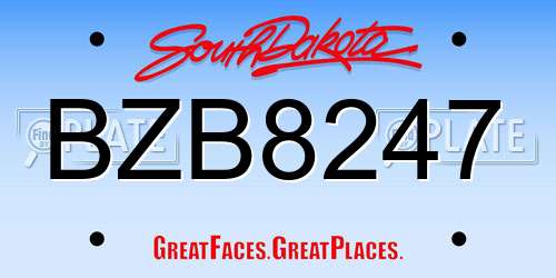 BZB8247 South Dakota License Plate