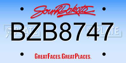 BZB8747 South Dakota License Plate