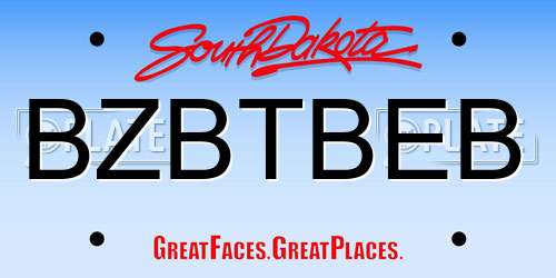 BZBTBEB South Dakota License Plate