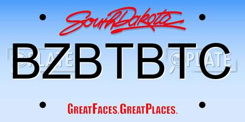 BZBTBTC South Dakota License Plate