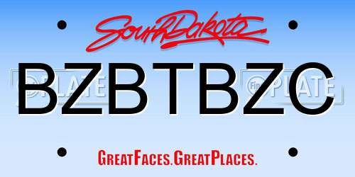 BZBTBZC South Dakota License Plate