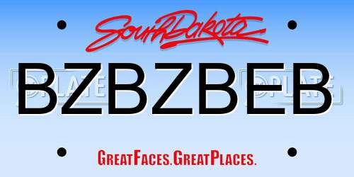BZBZBEB South Dakota License Plate