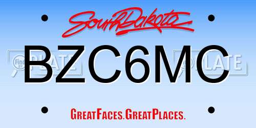 BZC6MC South Dakota License Plate