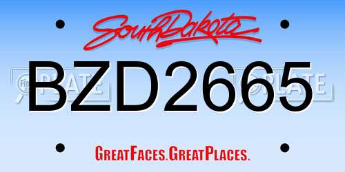 BZD2665 South Dakota License Plate