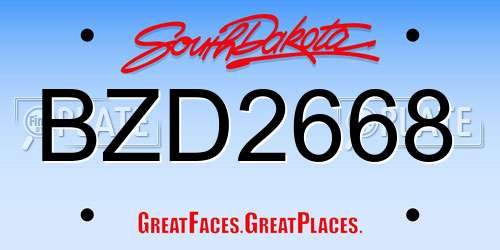 BZD2668 South Dakota License Plate