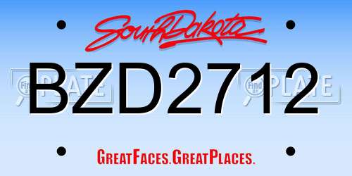 BZD2712 South Dakota License Plate