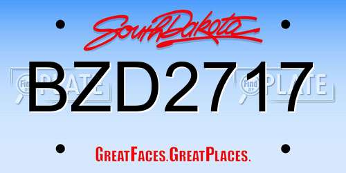 BZD2717 South Dakota License Plate