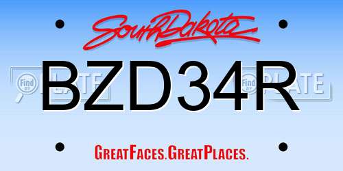 BZD34R South Dakota License Plate