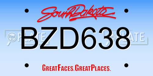 BZD638 South Dakota License Plate