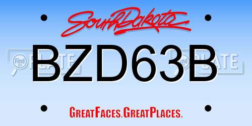 BZD63B South Dakota License Plate