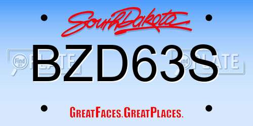 BZD63S South Dakota License Plate