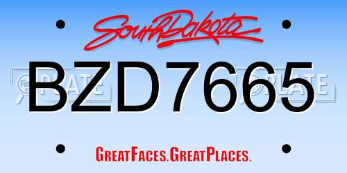 BZD7665 South Dakota License Plate