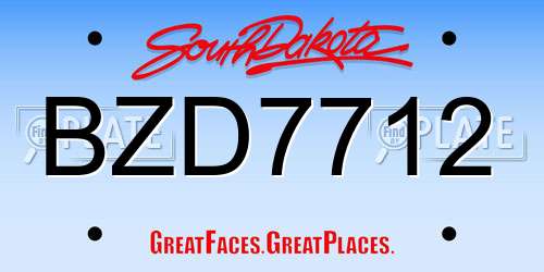 BZD7712 South Dakota License Plate