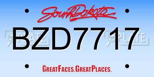 BZD7717 South Dakota License Plate