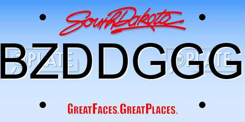 BZDDGGG South Dakota License Plate