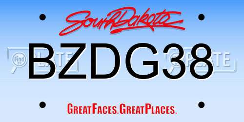 BZDG38 South Dakota License Plate
