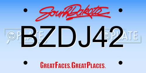 BZDJ42 South Dakota License Plate