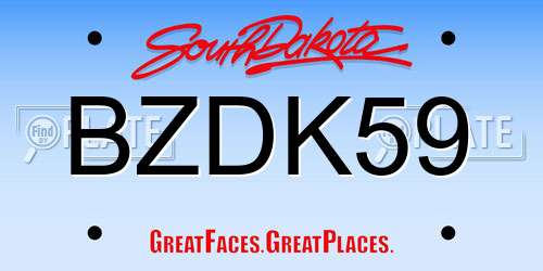BZDK59 South Dakota License Plate