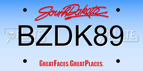 BZDK89 South Dakota License Plate