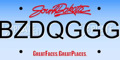 BZDQGGG South Dakota License Plate