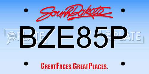 BZE85P South Dakota License Plate