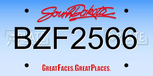 BZF2566 South Dakota License Plate