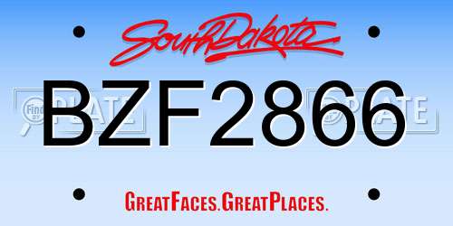 BZF2866 South Dakota License Plate