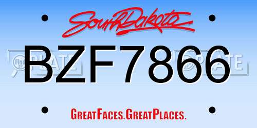 BZF7866 South Dakota License Plate
