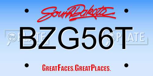 BZG56T South Dakota License Plate