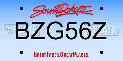 BZG56Z South Dakota License Plate