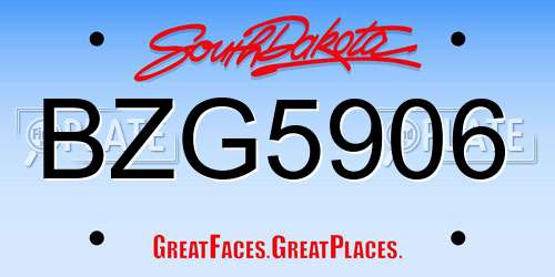BZG5906 South Dakota License Plate