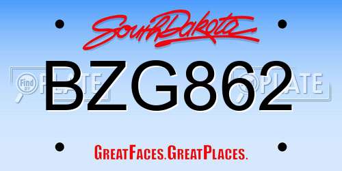 BZG862 South Dakota License Plate