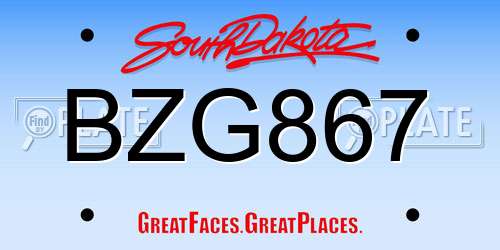 BZG867 South Dakota License Plate