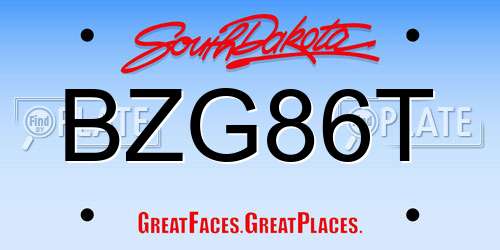 BZG86T South Dakota License Plate