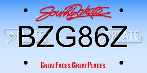 BZG86Z South Dakota License Plate